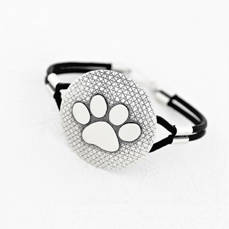 Bransoletka łapa duża z tłem, skóra