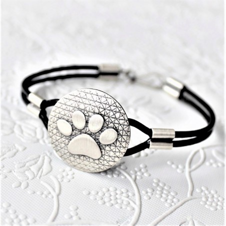 Bransoletka łapa mała z tłem, skóra