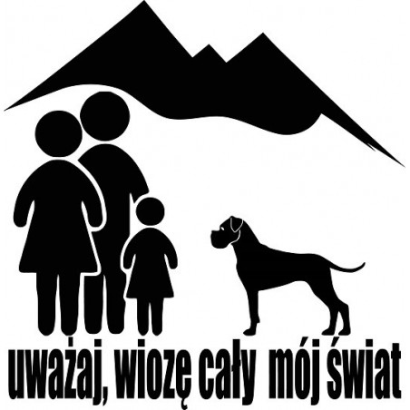 Naklejka rodzina z bokserem