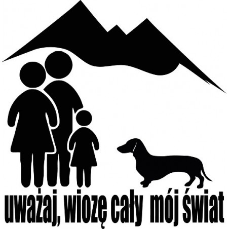 Naklejka rodzina z jamnikiem