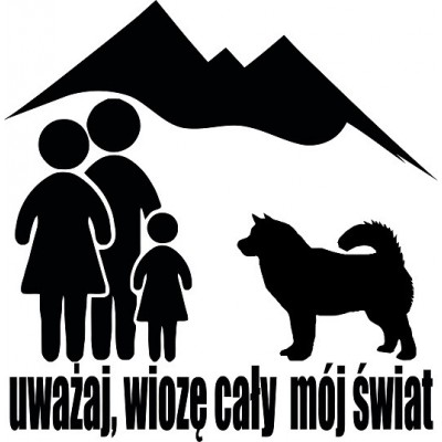 Naklejka rodzina z malamutem