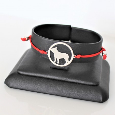 Bransoletka Buldog francuski w okręgu, sznurkowa