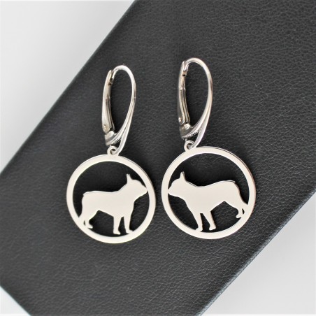 Kolczyki Buldog francuski w okręgu