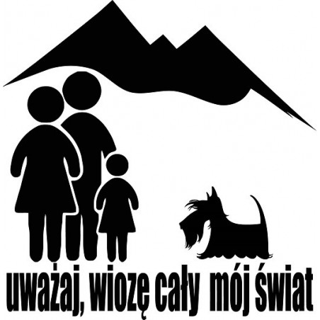 Naklejka rodzina z terrierem szkockim