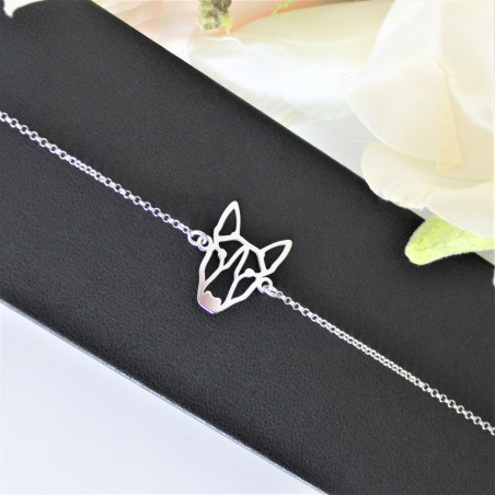 Bransoletka Bulterier origami, łańcuszek