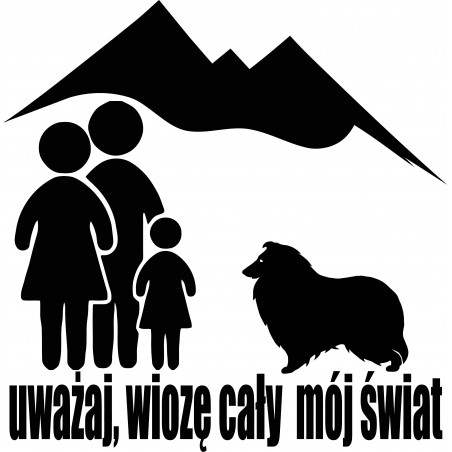 Naklejka rodzina z collie