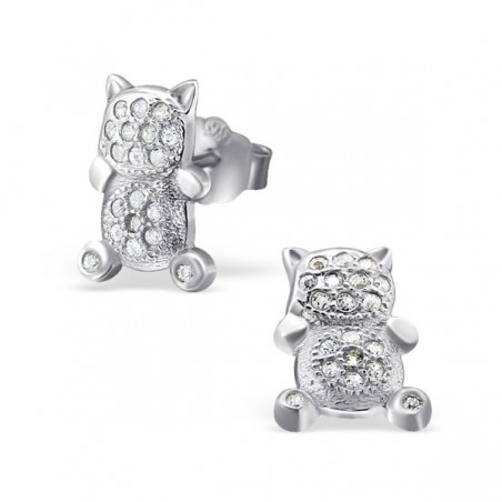 Kolczyki kotki z cyrkoniami