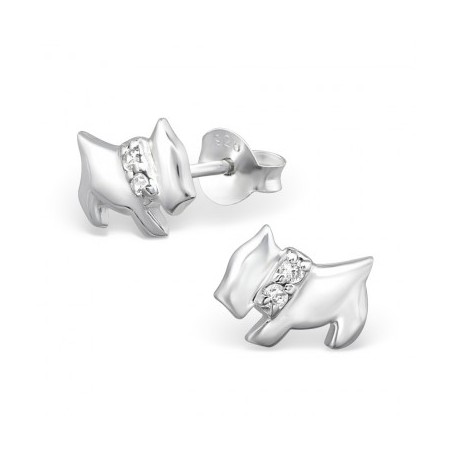Kolczyki pieski z cyrkoniami