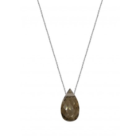 Naszyjnik z kwarcem dymnym, kropla