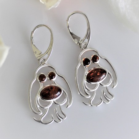 Kolczyki Basset z bursztynem