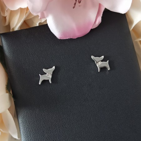 Kolczyki Chihuahua z cyrkoniami