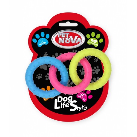 3 połączone kółka gumowe.