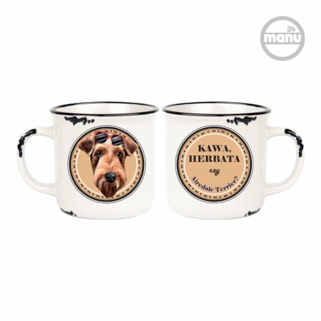 Kubek retro z psem Airedale Terrier