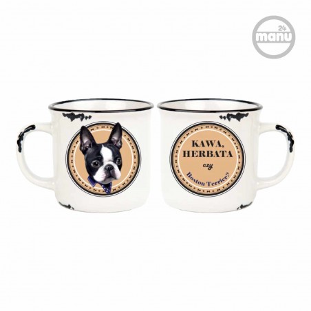 Kubek retro z psem Boston Terrier