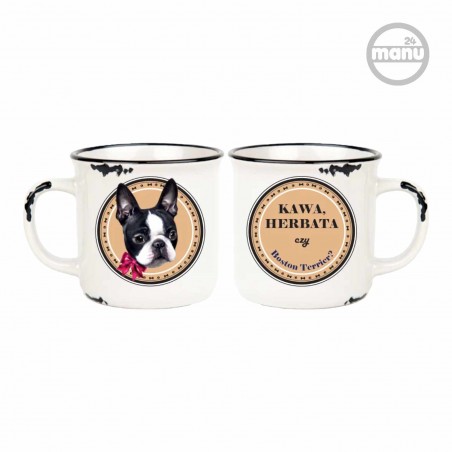 Kubek retro z psem Boston Terrrier