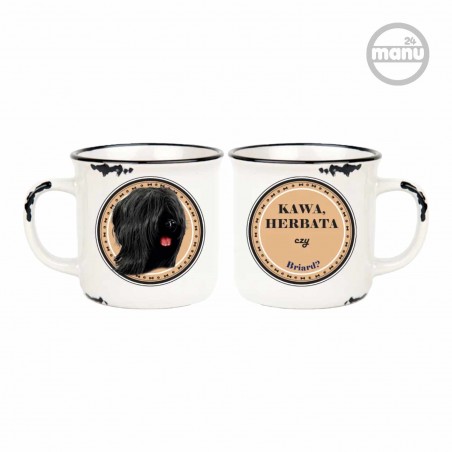 Kubek retro z psem Briard czarny
