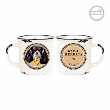 Kubek retro z psem Cavalier