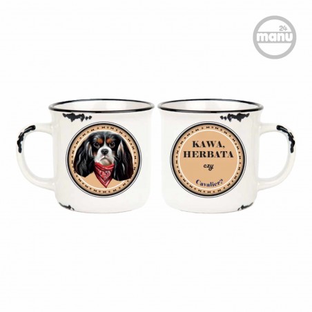 Kubek retro z psem Cavalier