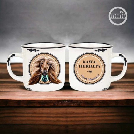 Kubek retro z psem Chart Afgański