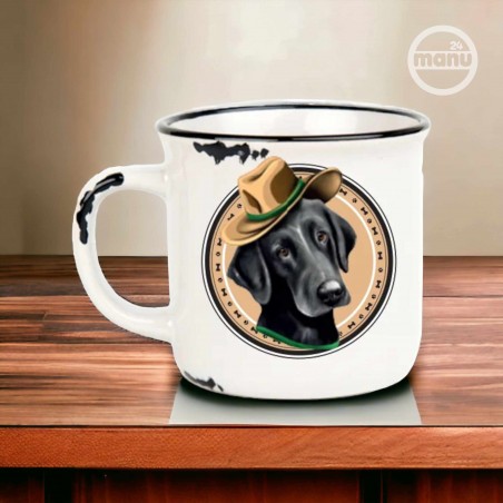 Kubek retro z psem Flat coated retriever