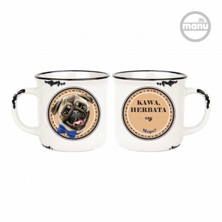 Kubek retro z psem Mops