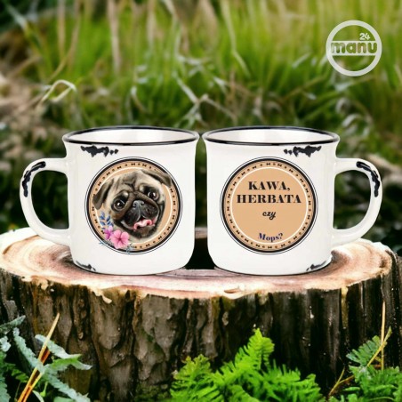 Kubek retro z psem Mops