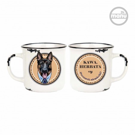 Kubek retro z psem owczarek niemiecki