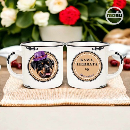 Kubek retro z psem Rottweiler