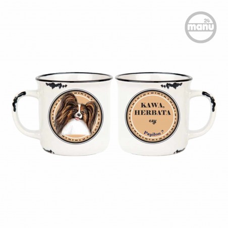 kubek retro z psem Papillon