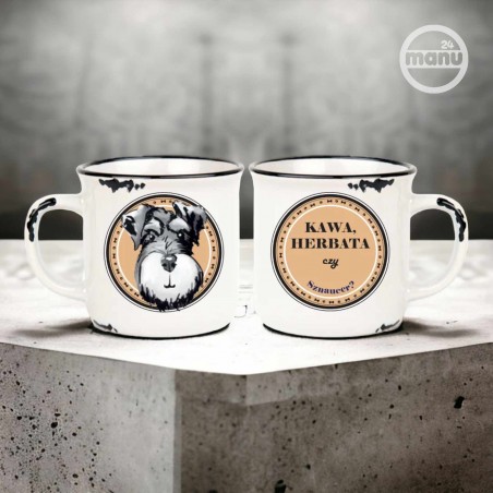 Kubek retro z psem sznaucer