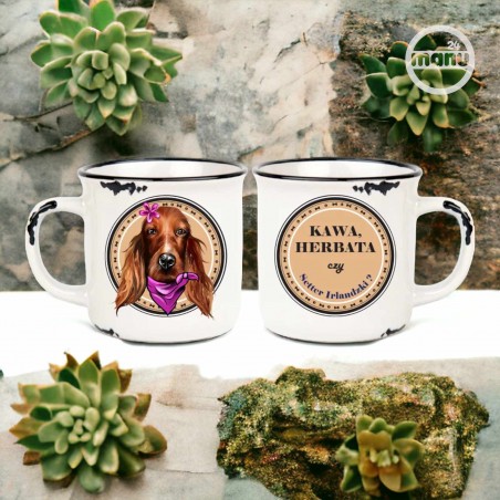 Kubek retro z psem Setter Irlandzki