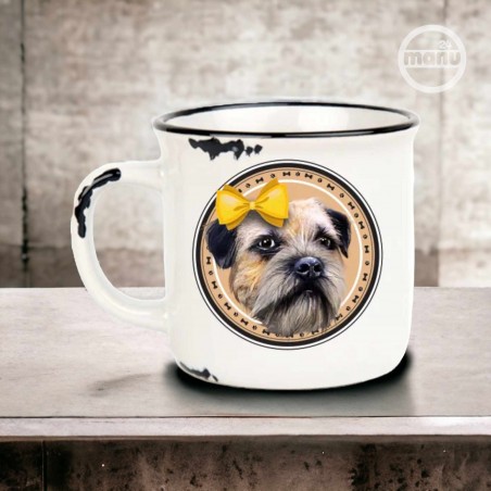 Kubek retro z psem Border Terrier