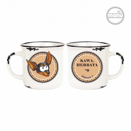 kubek retro z psem pinczer