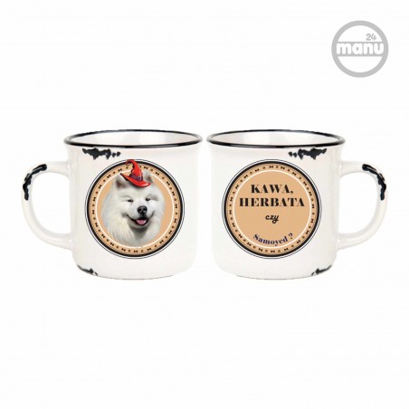 kubek retro z psem samoyed