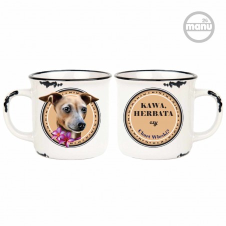 kubek retro z psem chart włoski