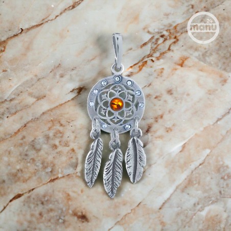 Zawieszka Łapacz Snów z bursztynem