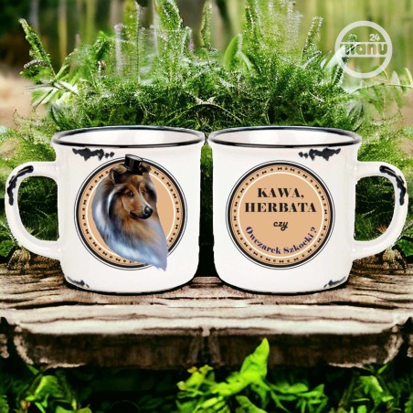 Kubek z psem owczarek szkocki