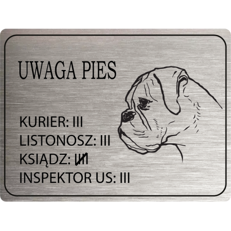 Tabliczka ostrzegawcza uwaga pies bokser