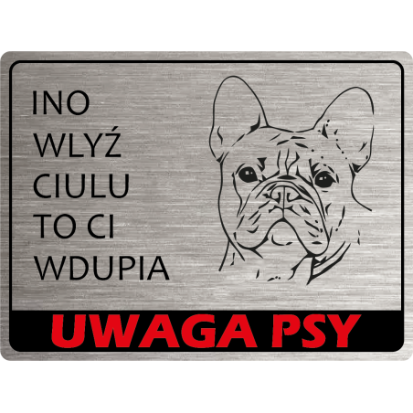 Tabliczka ostrzegawcza uwaga pies buldog francuski