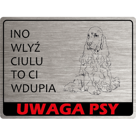 Tabliczka ostrzegawcza uwaga pies Cocker Spaniel
