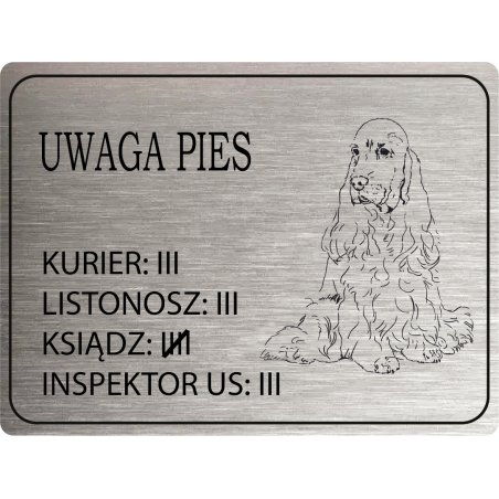 Tabliczka ostrzegawcza uwaga pies cocker spaniel