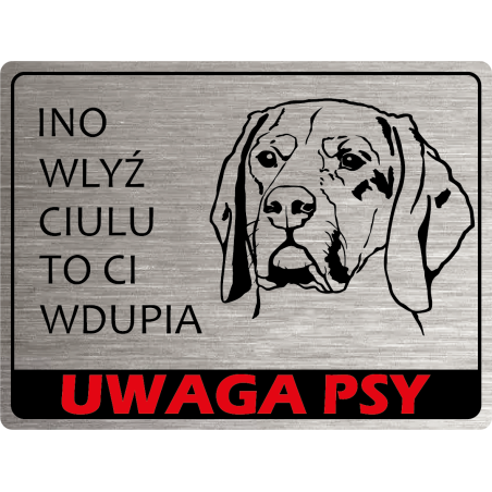 Tabliczka ostrzegawcza uwaga pies gończy polski