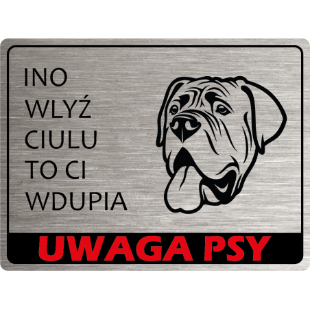 Tabliczka ostrzegawcza uwaga pies mastiff angielski