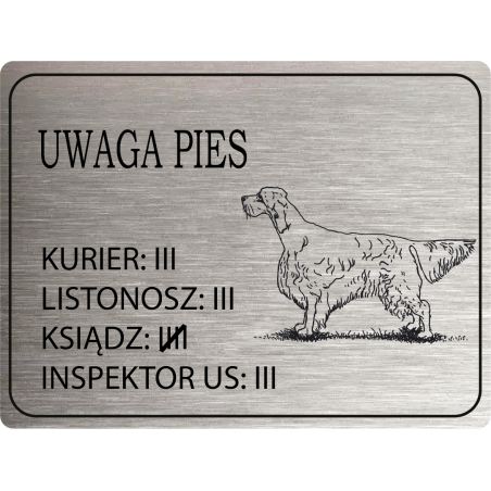 Tabliczka ostrzegawcza uwaga pies setter