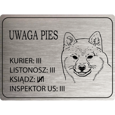 Tabliczka Uwaga pies shiba