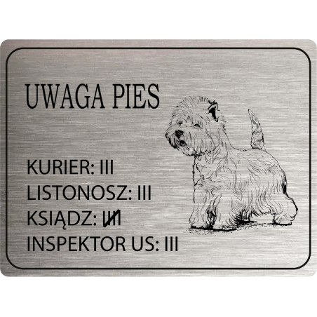 Tabliczka ostrzegawcza uwaga pies terrier west