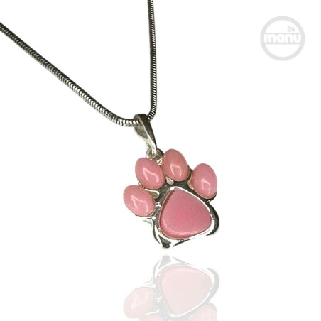 Zawieszka srebrna 925 z różowym agatem – psia lub kocia łapa 16 mm | bez łańcuszka | biżuteria dla miłośników zwierząt