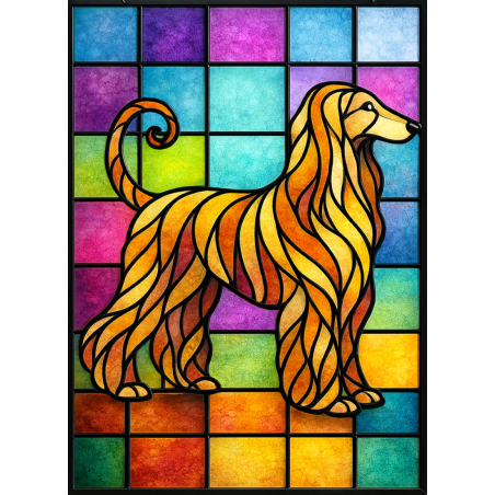 Dekoracyjny witraż akrylowy Chart Afgański – nadruk UV – dekoracja okna i wnętrz – produkt unikatowy