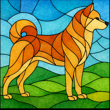 Dekoracyjny witraż akrylowy Akita– nadruk UV – dekoracja okna i wnętrz – produkt unikatowy