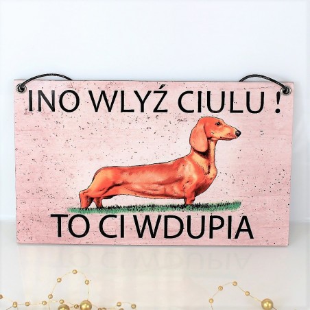 Tabliczka INO jamnik gładkowłosy brąz K